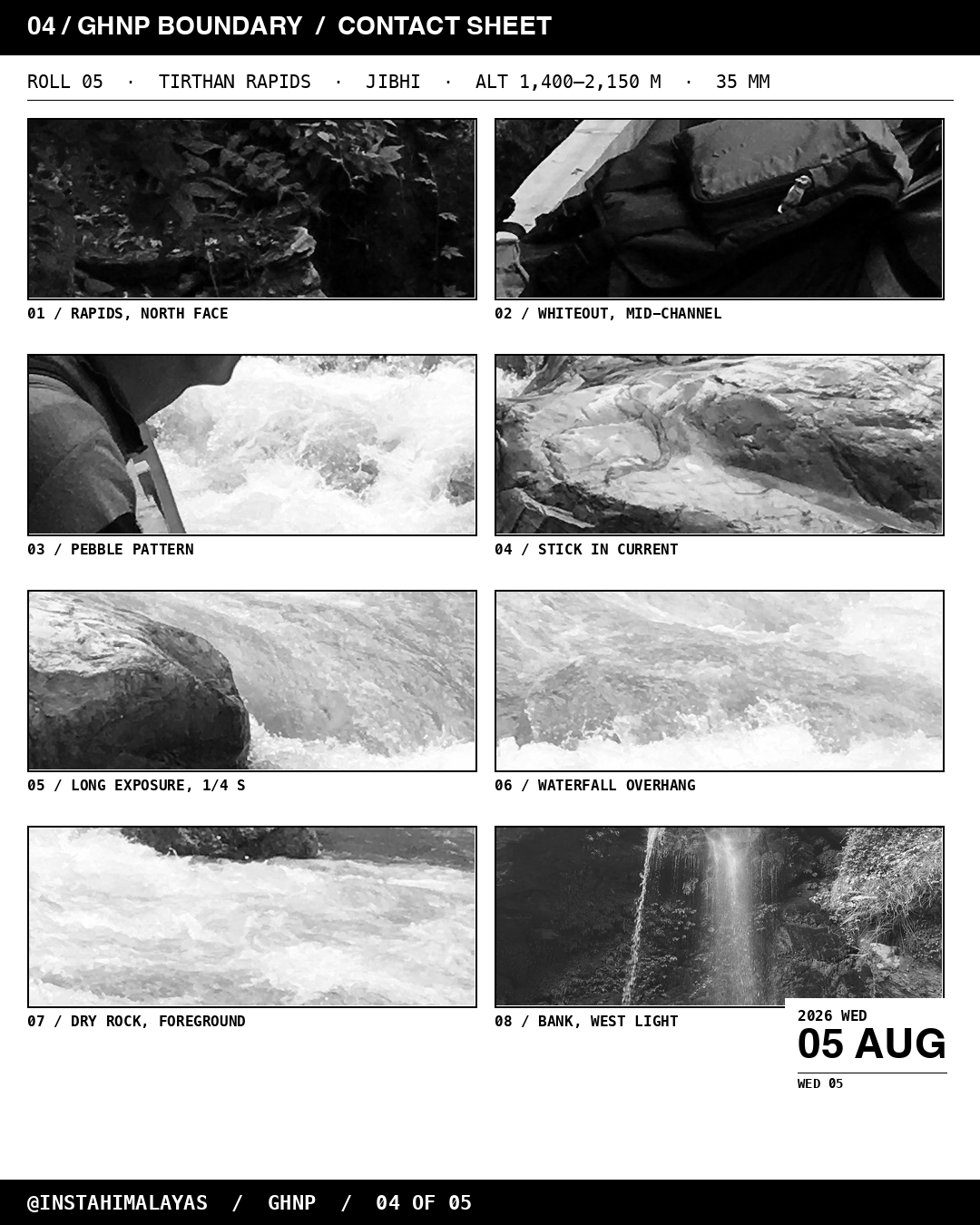GHNP — Tirthan rapids contact sheet