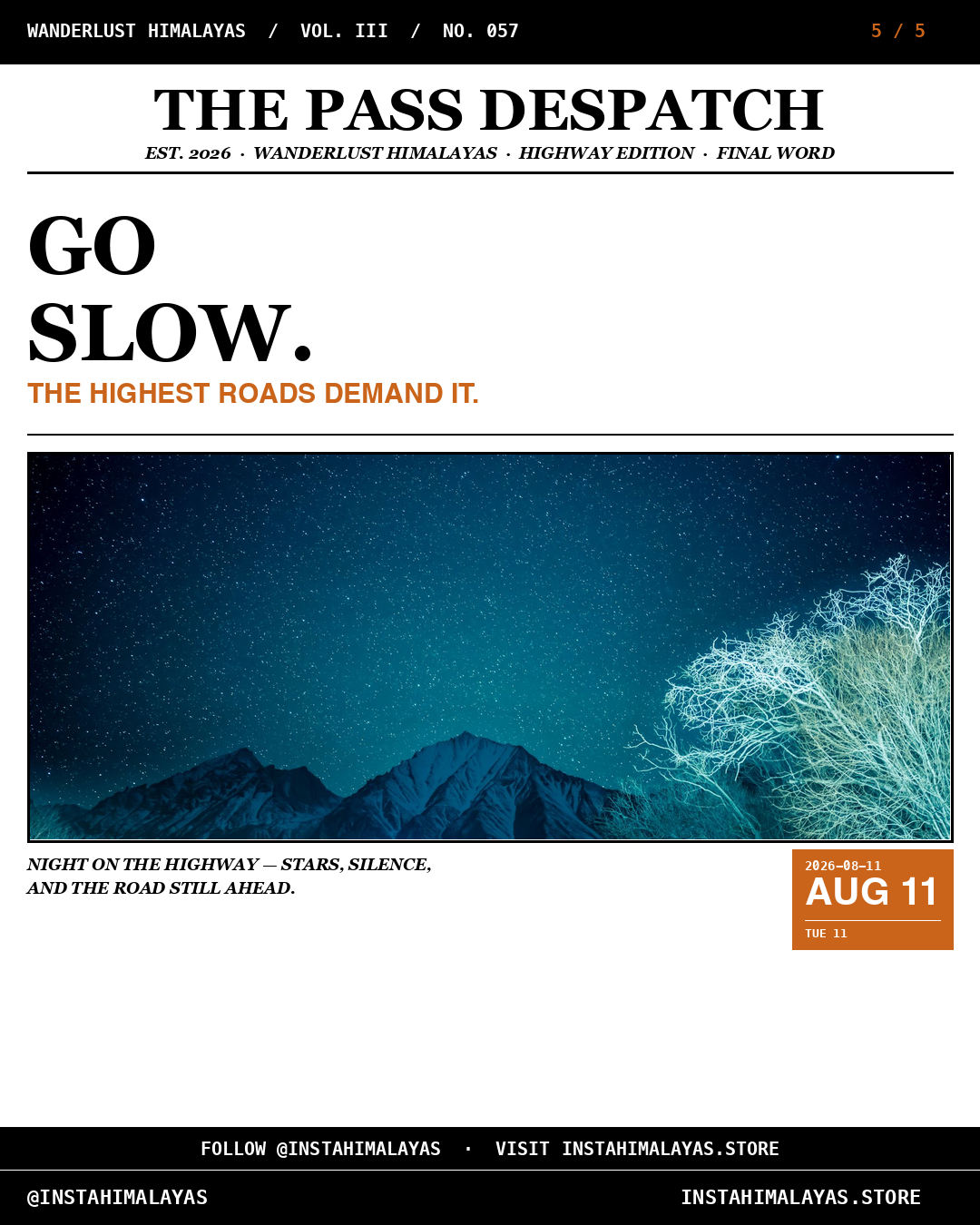 Go slow — night on the Manali Leh highway stars and silence
