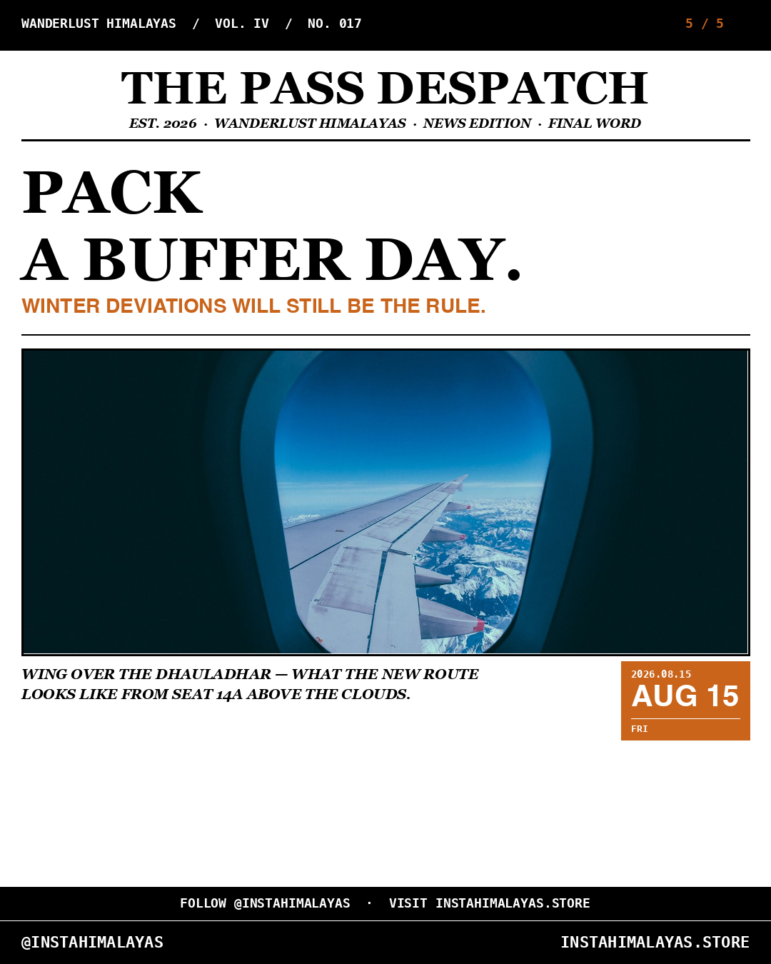 Slide 5 of 5 — the verdict. Final word — pack a buffer day.