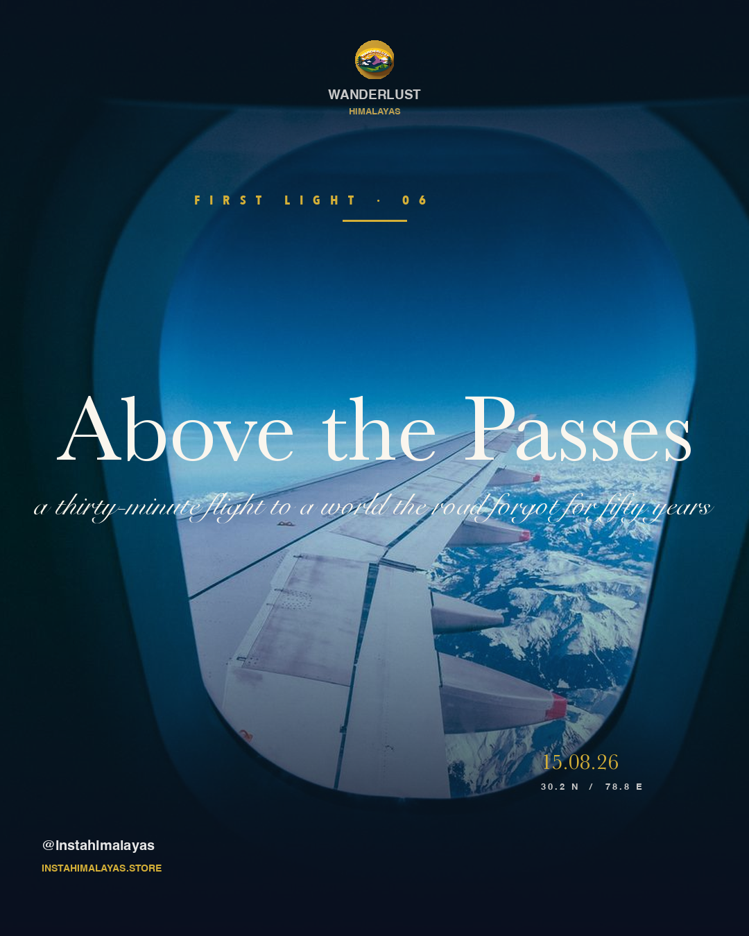 Slot 2 — the quiet frame. The quiet frame — seat 14A above the passes.